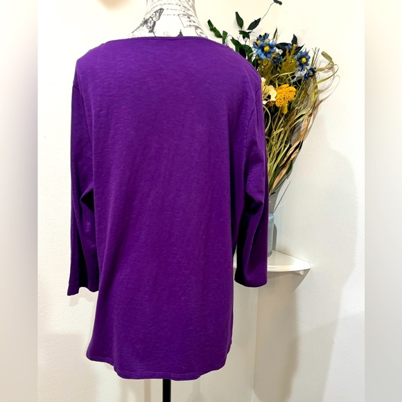 Coldwater Creek Purple Sequence Embellished 3/4 Sleeve Tunic Size 1X - Picture 4 of 9